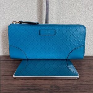 💯 Authentic GUCCI Diamanté Long Zip Around Leather Wallet